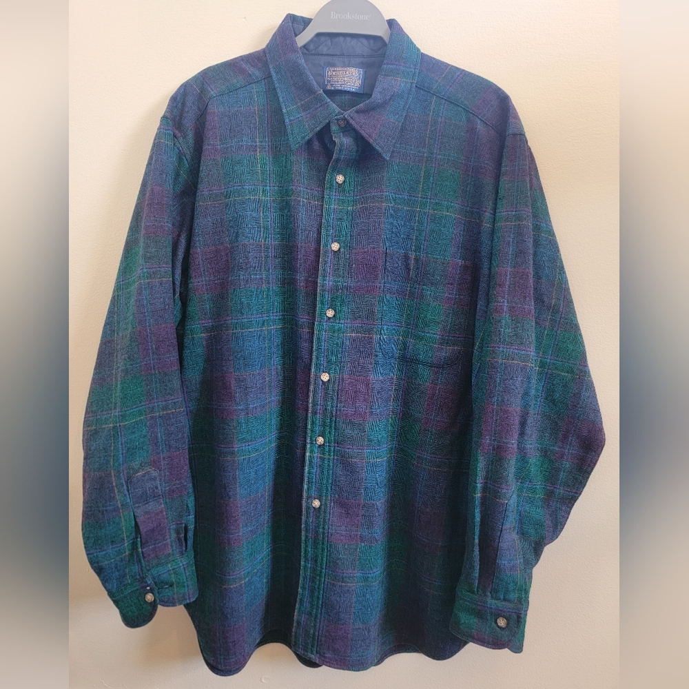 Vintage Pendleton Multicolor Plaid Men's Shirt - Men XL (Purple, Blue, Green)